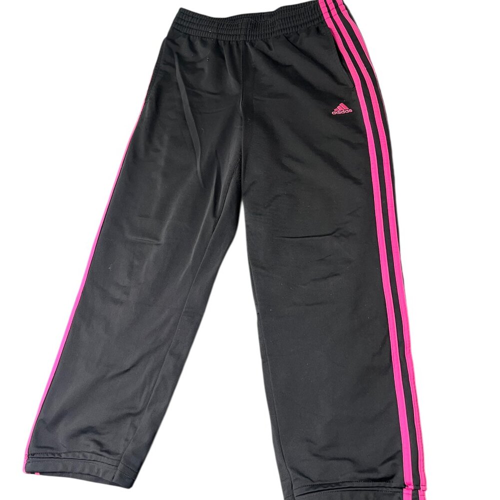 Adidas Track Pants Women's Small Black Logo 3 Stripes Workout Elastic Waist